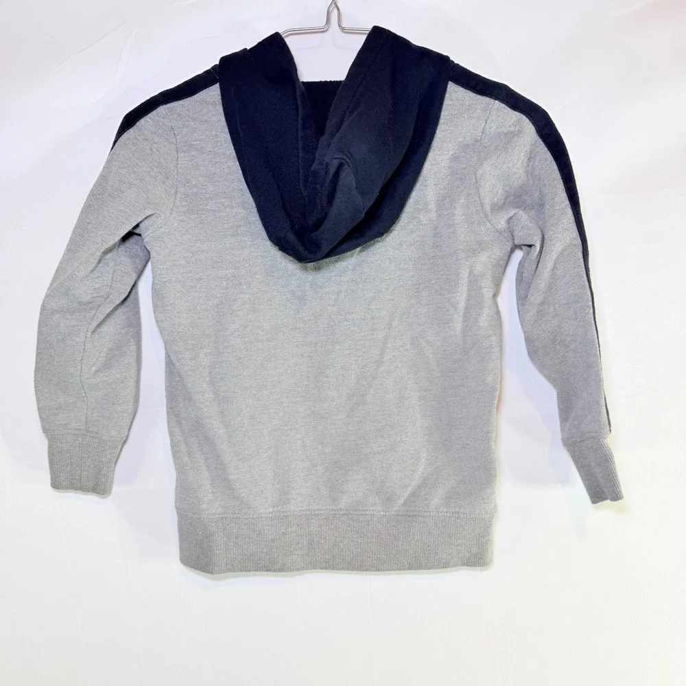 Carters Kid Boys Gray Black Stripe‎ Full Zip Hoodie Sweatshirt Size 7/7A